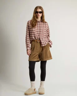 Camicia rosa Woolrich a fantasia check bordeaux in garza di misto viscosa