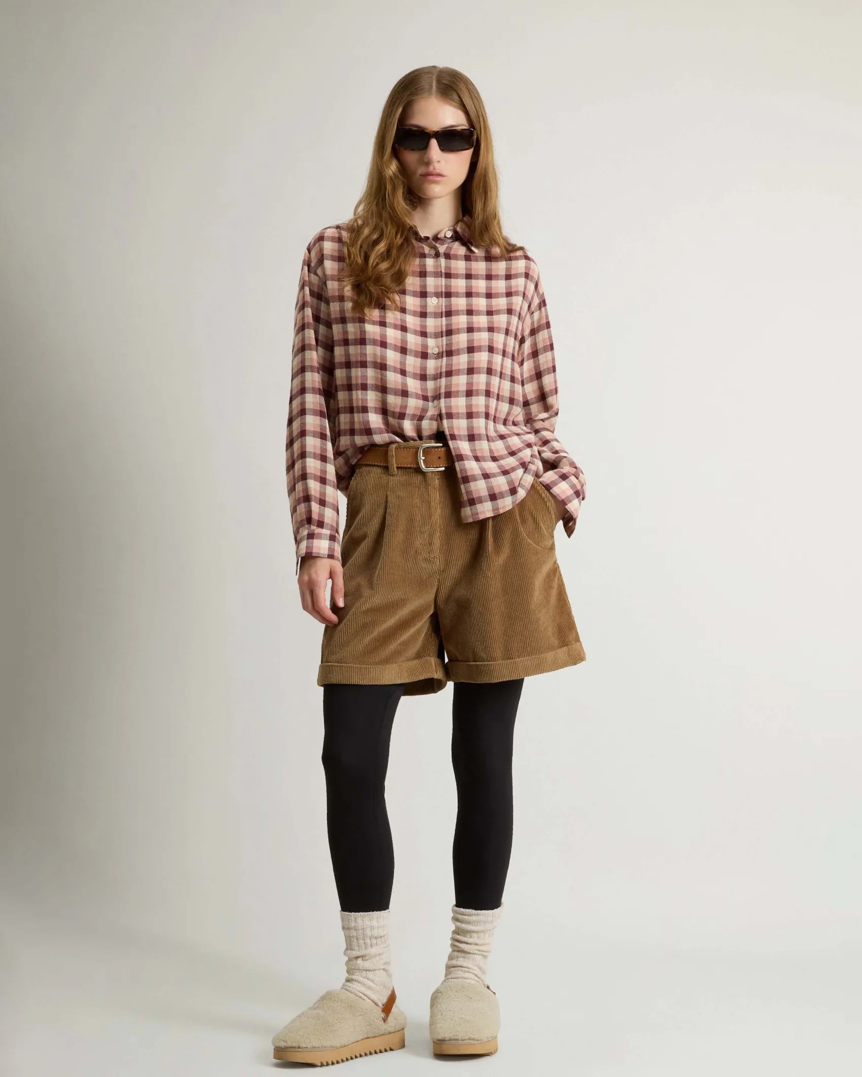 Camicia rosa Woolrich a fantasia check bordeaux in garza di misto viscosa