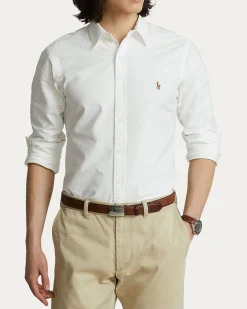 Camicia slim Polo Ralph Lauren bianca in Oxford con colletto button-down e logo ricamato sul petto