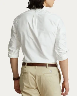 Camicia slim Polo Ralph Lauren bianca in Oxford con colletto button-down e logo ricamato sul petto