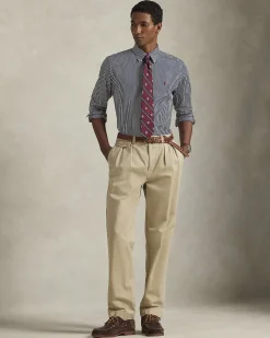 Camicia slim-fit Polo Ralph Lauren a righe bianche e blu in popeline di cotone stretch con colletto button-down