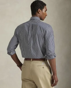 Camicia slim-fit Polo Ralph Lauren a righe bianche e blu in popeline di cotone stretch con colletto button-down