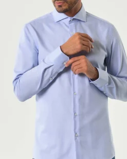 Camicia Spread Boss azzurra in puro cotone Oxford con colletto aperto alla francese