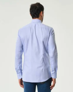 Camicia Spread Boss azzurra in puro cotone Oxford con colletto aperto alla francese