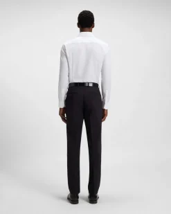 Camicia Spread Boss bianca in puro cotone Oxford con colletto aperto alla francese