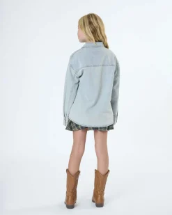 Camicia To be Too in denim in puro cotone a lavaggio chiaro con strass