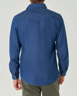Camicia western My Stuff in denim di puro cotone lavaggio medio stone washed