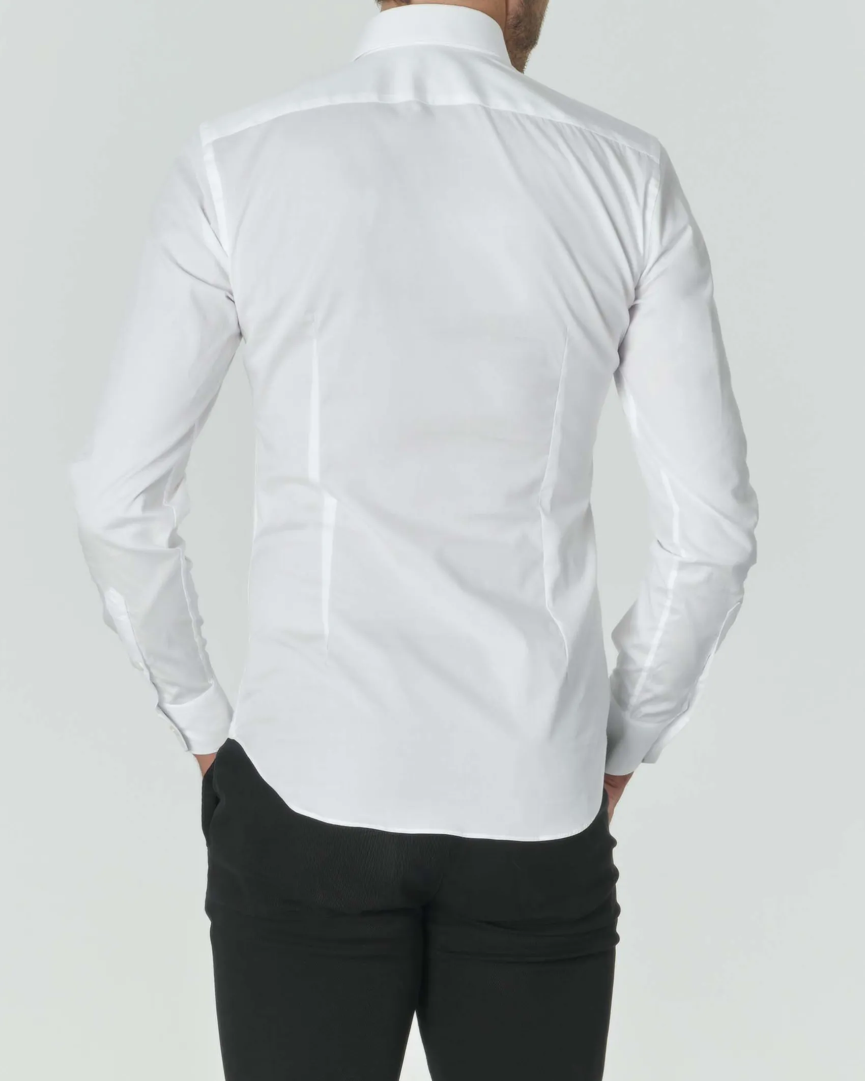 Camicia Xacus bianca in popeline di cotone stretch slim-fit