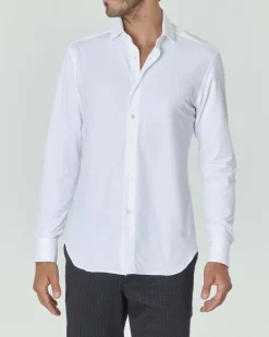 Camicia Xacus bianca tinta unita in tessuto tecnico active tailor fit