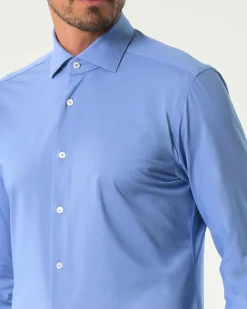 Camicia Xacus celeste in tessuto tecnico active micro puntino