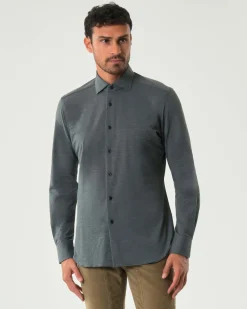 Camicia Xacus verde militare in tessuto tecnico active