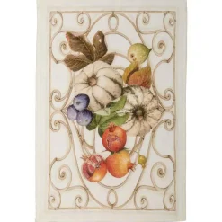 Canovaccio Cenerentola in lino bianco con stampa zucche