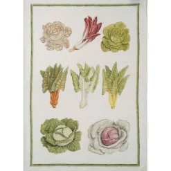 Canovaccio Vegan in lino bianco con stampa insalata verde