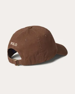Cappellino marrone Polo Ralph Lauren in cotone con logo ricamato sul frontino a contrasto di colore