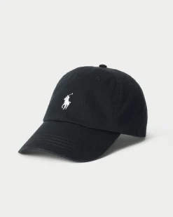 Cappellino nero in cotone con logo ricamato sul frontino a contrasto di colore