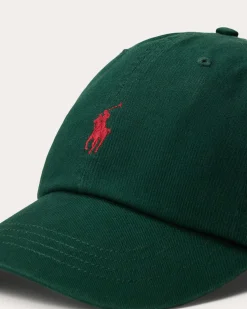 Cappellino verde scurso Polo Ralph Lauren in cotone con logo ricamato sul frontino a contrasto di colore