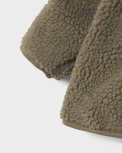 Cappottino teddy Lil'Atelier verde militare con cappuccio e maniche lunghe