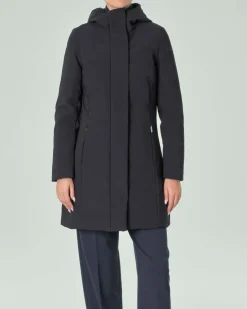 Cappotto blu navy imbottito Long Lady con cappuccio fisso