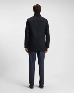 Cappotto Boss Coxtan blu in misto lana e cashmere con pettorina imbottita staccabile