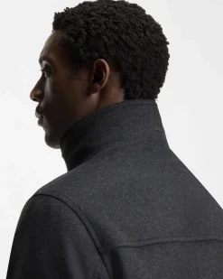 Cappotto Boss Coxtan grigio antracite in misto lana e cashmere con pettorina imbottita staccabile