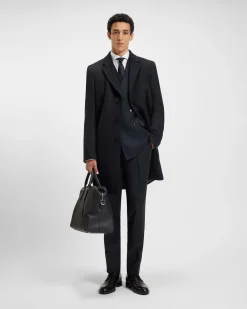 Cappotto Boss Hyde blu in panno di lana e cashmere