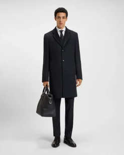 Cappotto Boss Hyde blu in panno di lana e cashmere