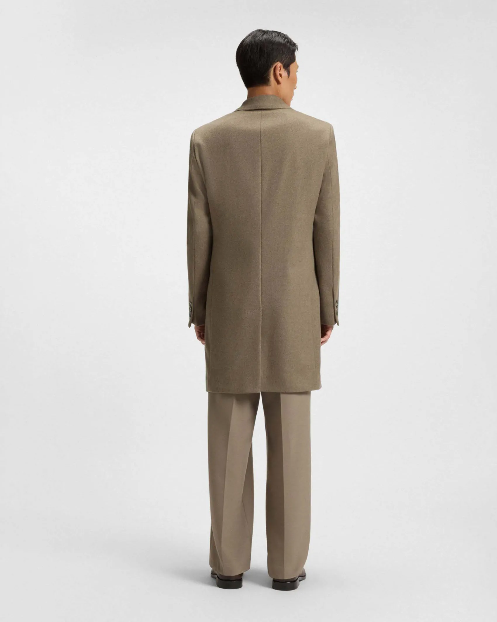Cappotto Boss Hyde color noce in panno di lana e cashmere