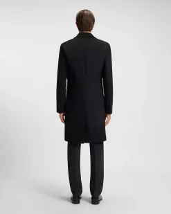 Cappotto Boss Hyde nero in panno di lana e cashmere