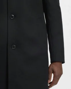 Cappotto Boss Hyde Stand Up nero in panno di lana e cashmere con colletto alto