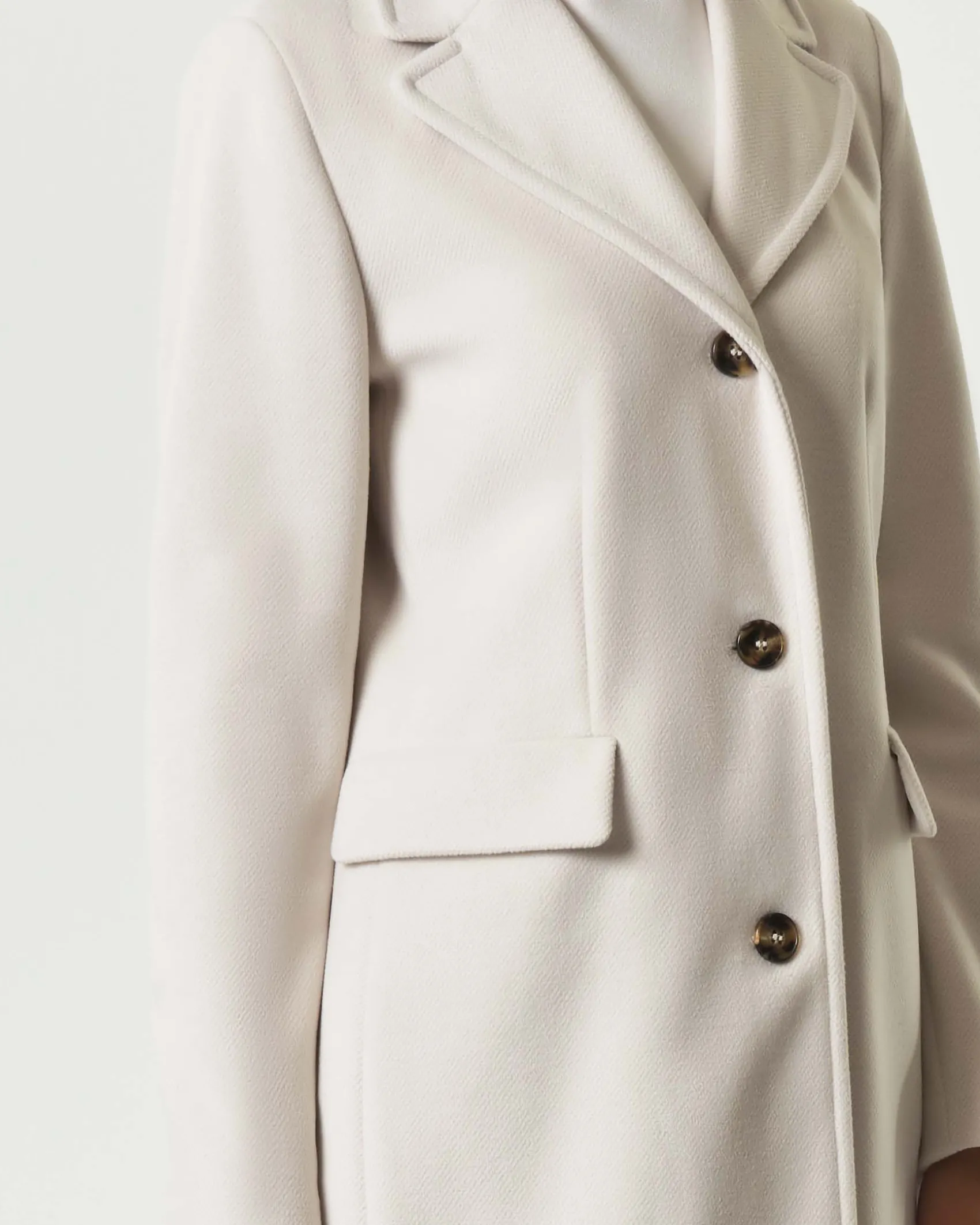 Cappotto color gesso Emme Marella in jersey panno soft di viscosa con scollo a rever