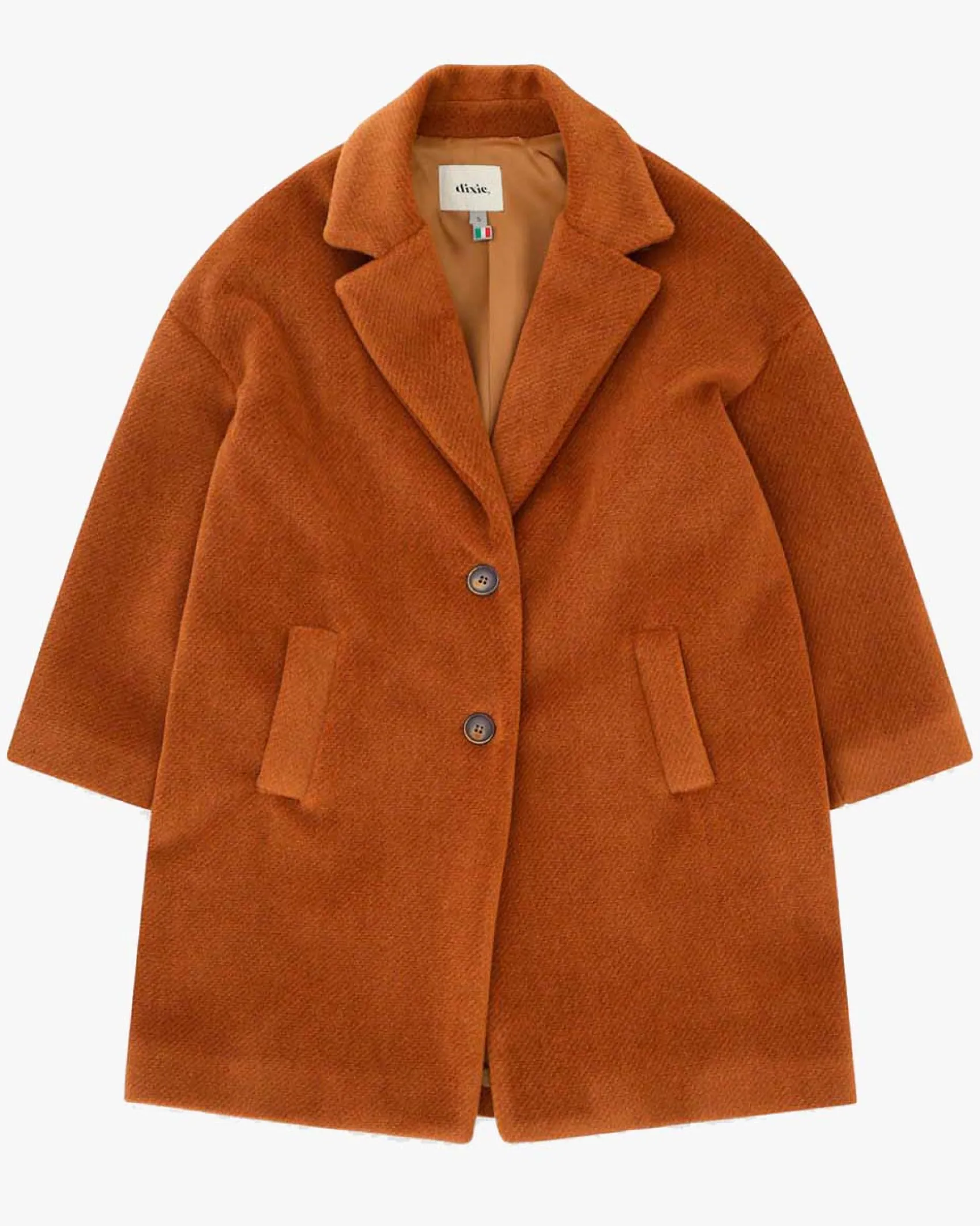 Cappotto Dixie in velour marrone con scollo a rever