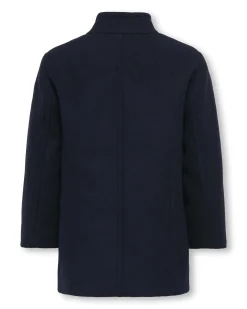 Cappotto Kids Only blu in panno con maxi bottoni color oro
