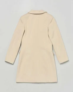 Cappotto Kocca beige in tessuto velour con scollo a rever