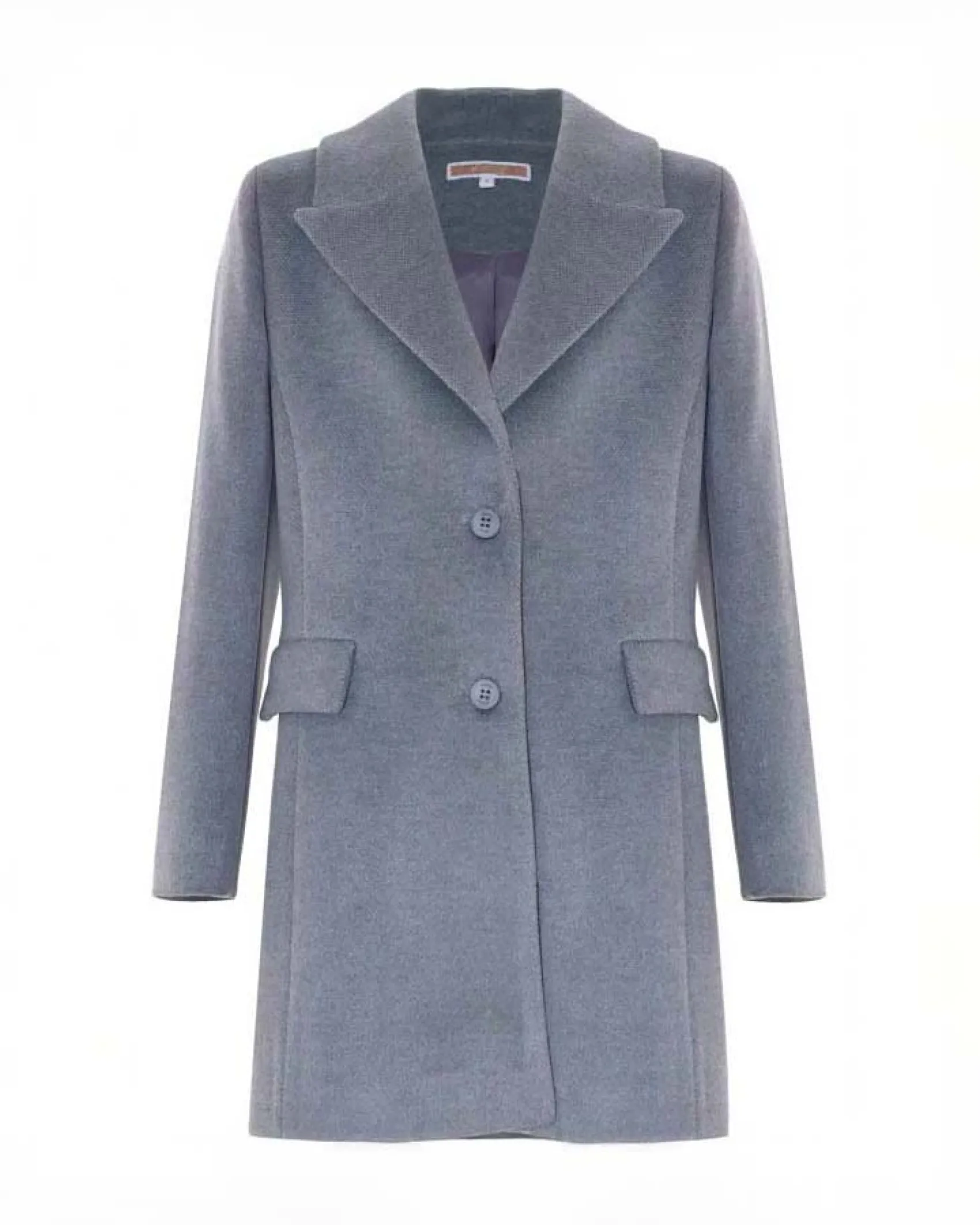 Cappotto Kocca grigio in tessuto velour con scollo a rever