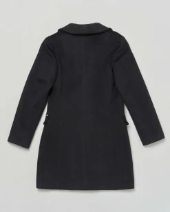 Cappotto Kocca nero in tessuto velour con scollo a rever
