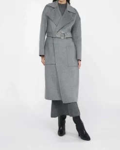 Cappotto Liu Jo grigio in misto lana con cintura