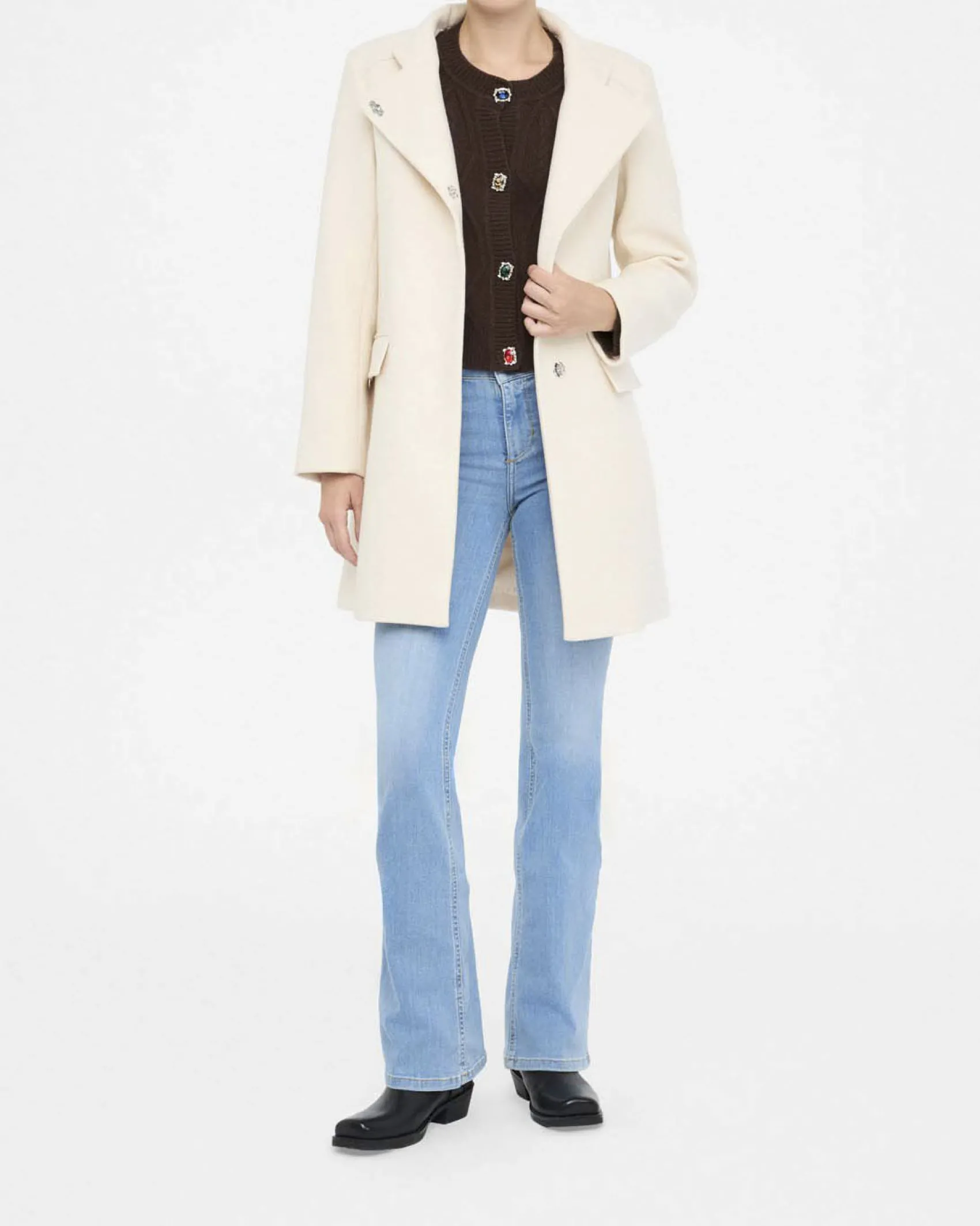 Cappotto Liu Jo Jeans panna in panno double