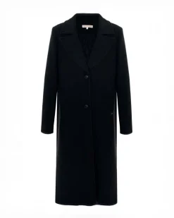 Cappotto lungo Kocca nero con scollo a rever