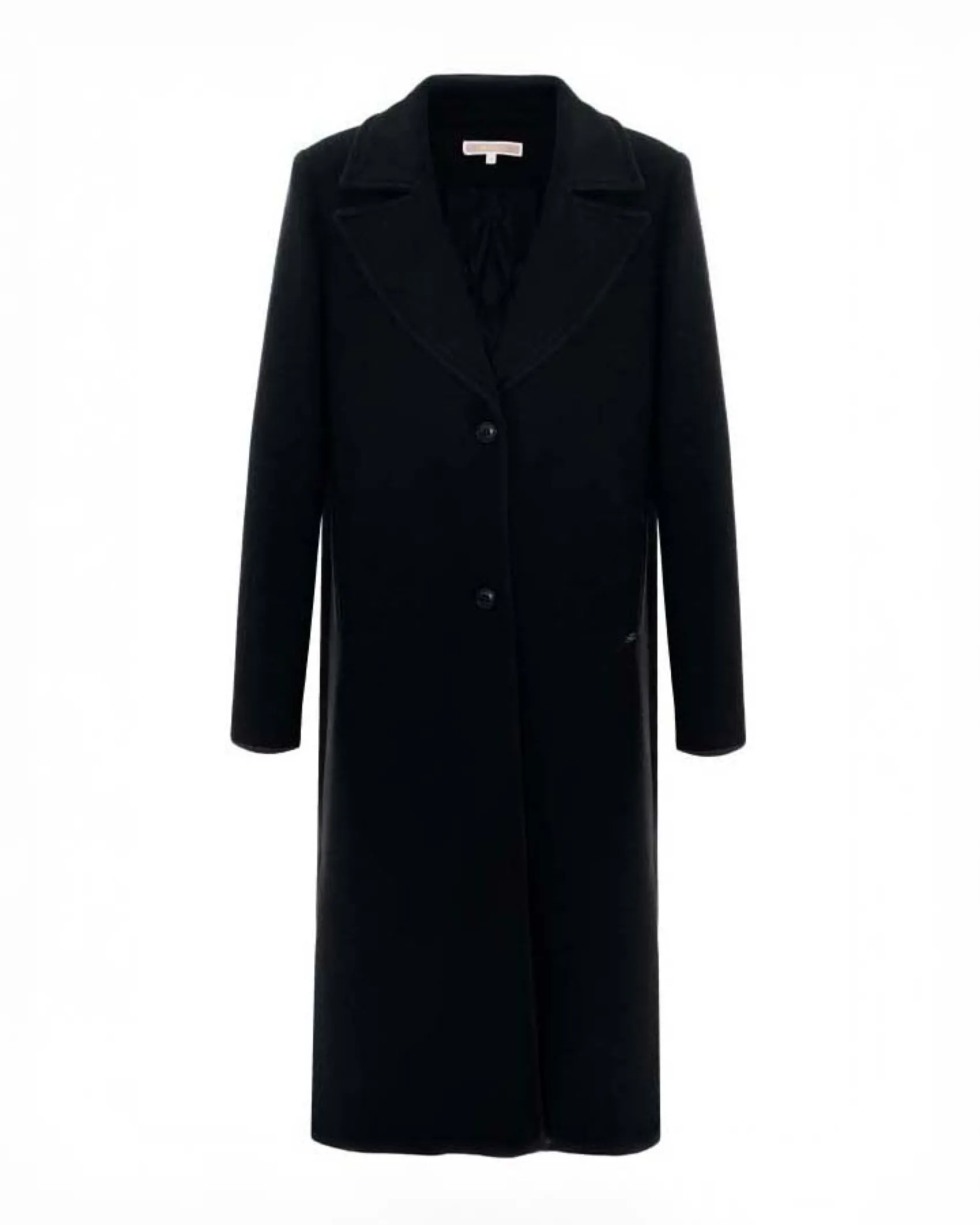 Cappotto lungo Kocca nero con scollo a rever