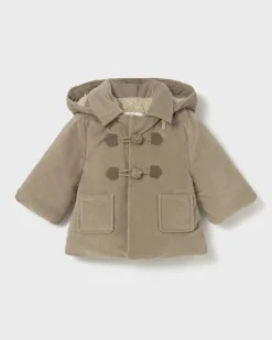 Cappotto Mayoral beige modello trench in velluto con alamari ed interno teddy
