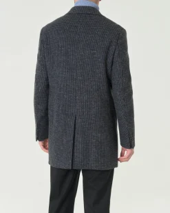 Cappotto Paul Baker monopetto grigio e nero in tessuto di misto lana armaturato a quadretti
