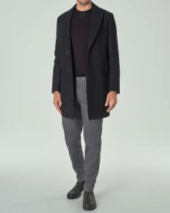 Cappotto Paul Baker nero in panno di lana con rever a lancia