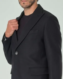 Cappotto Paul Baker nero in panno di lana con rever a lancia