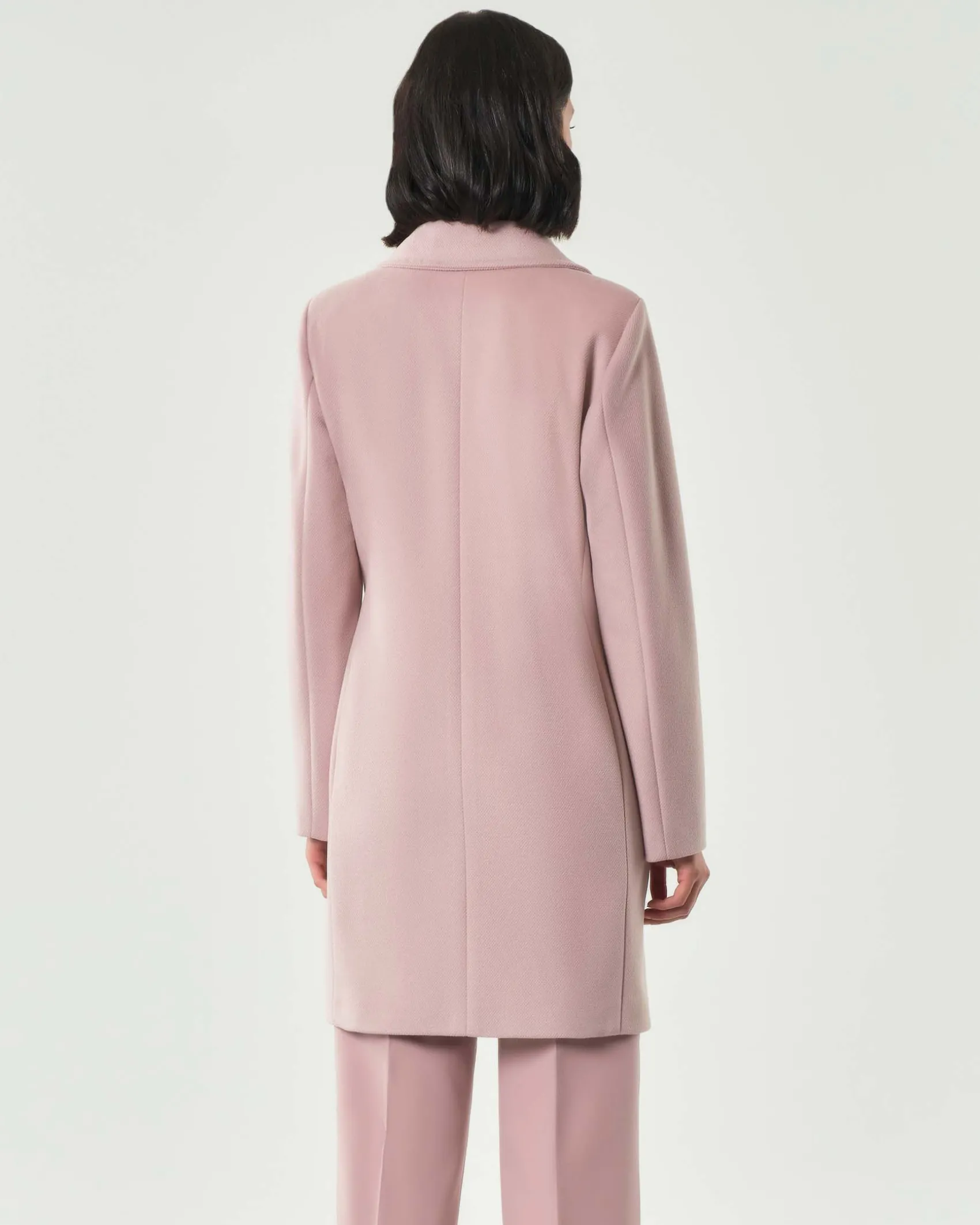 Cappotto rosa Emme Marella in jersey panno soft di viscosa con scollo a rever