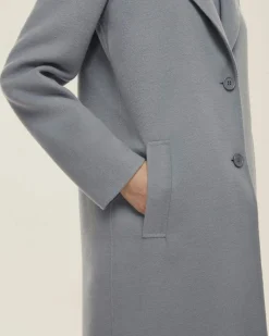 Capppotto azzurro cenere Emme Marella in misto viscosa double con scollo a rever