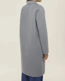Capppotto azzurro cenere Emme Marella in misto viscosa double con scollo a rever