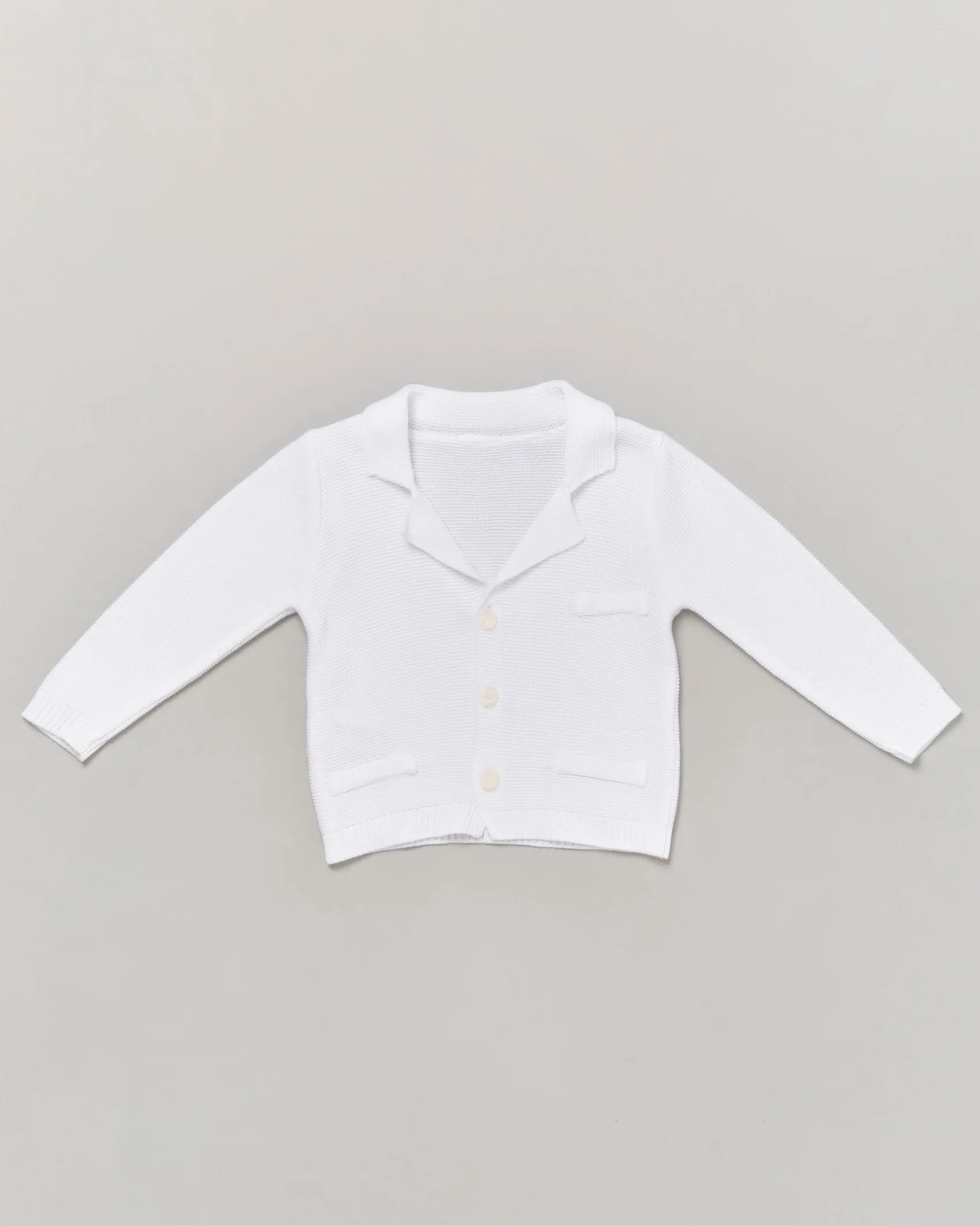 Cardigan bianco in cotone con lavorazione tricot 9-24 mesi