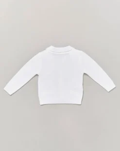 Cardigan bianco in cotone con lavorazione tricot 9-24 mesi