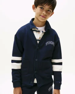 Cardigan college Tommy Hilfiger blu e bianco