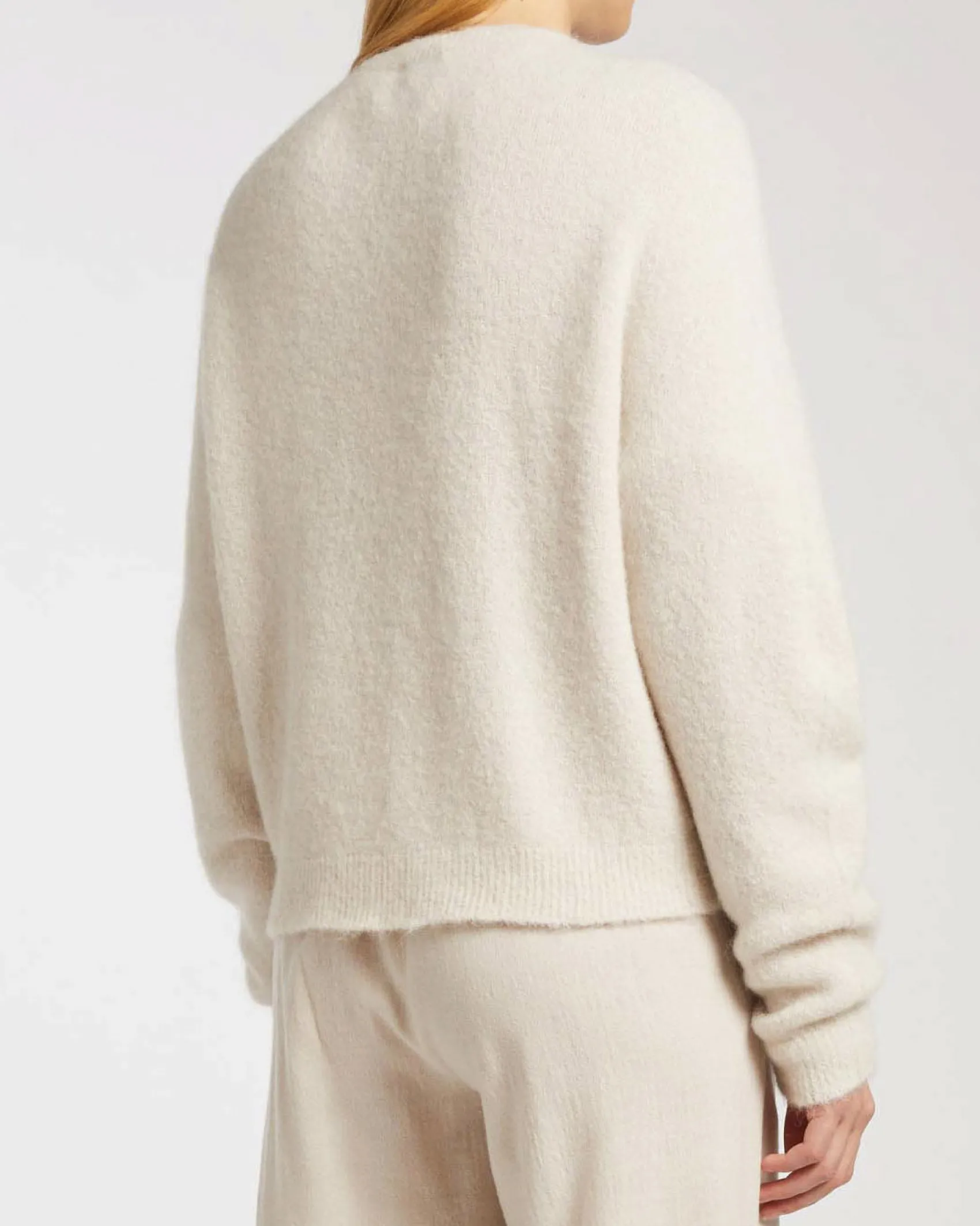 Cardigan color gesso Marella in misto alpaca stretch dal fit boxy e giromanica sceso